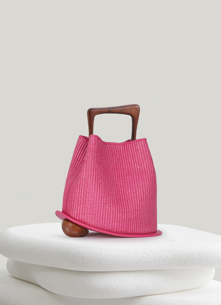 Ozzy Raffia Bag - Fuchsia