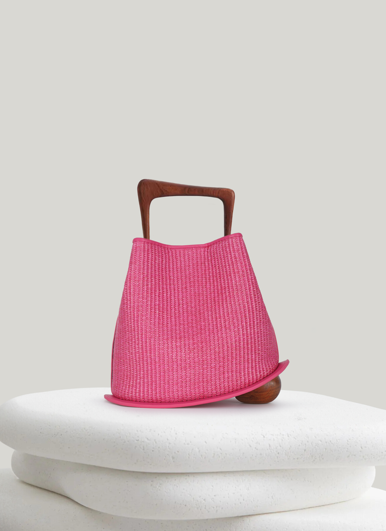 Ozzy Raffia Bag - Fuchsia
