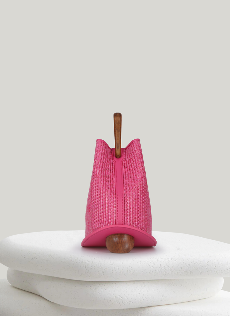 Ozzy Raffia Bag - Fuchsia