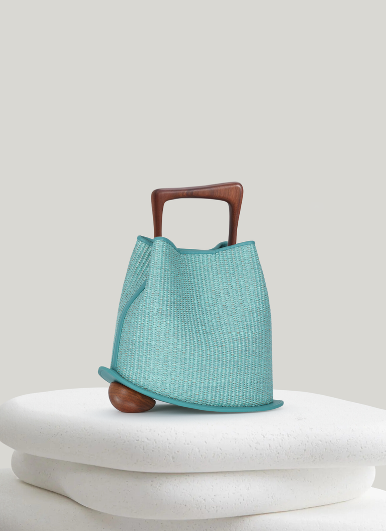 Ozzy Raffia Bag - Turquoise
