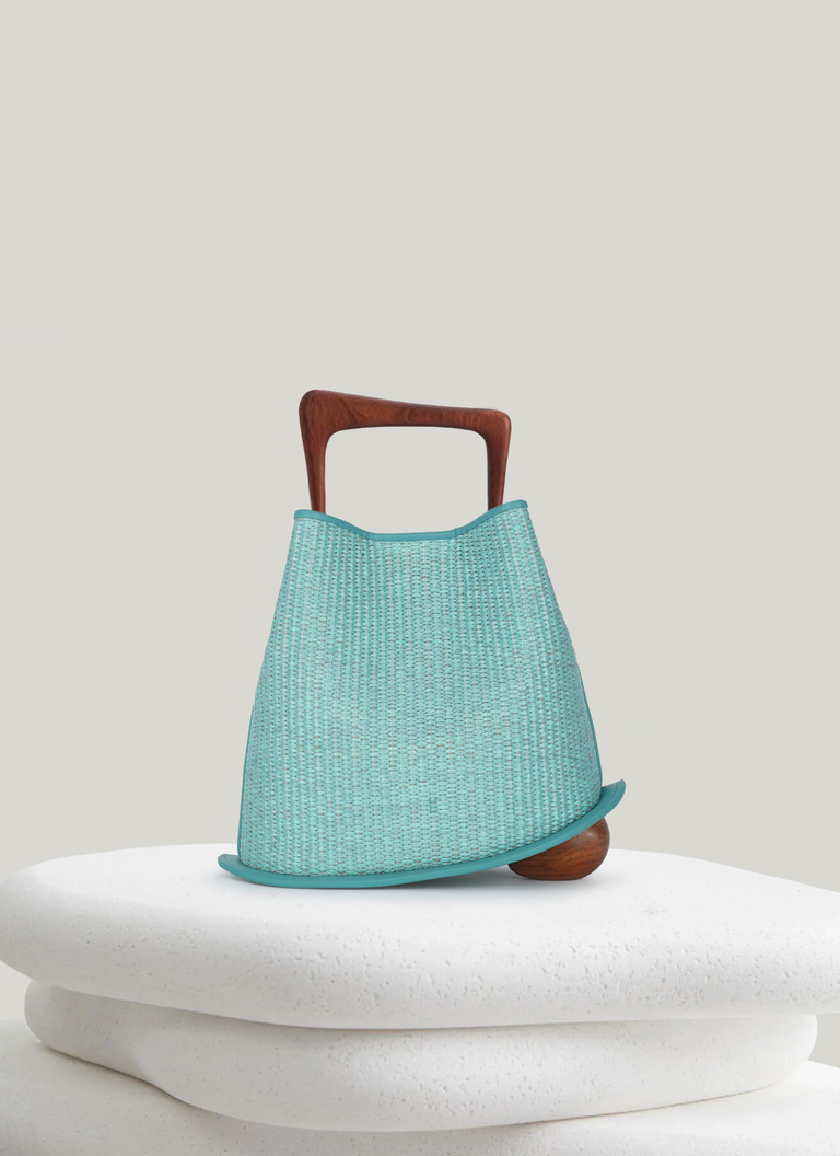 Ozzy Raffia Bag - Turquoise