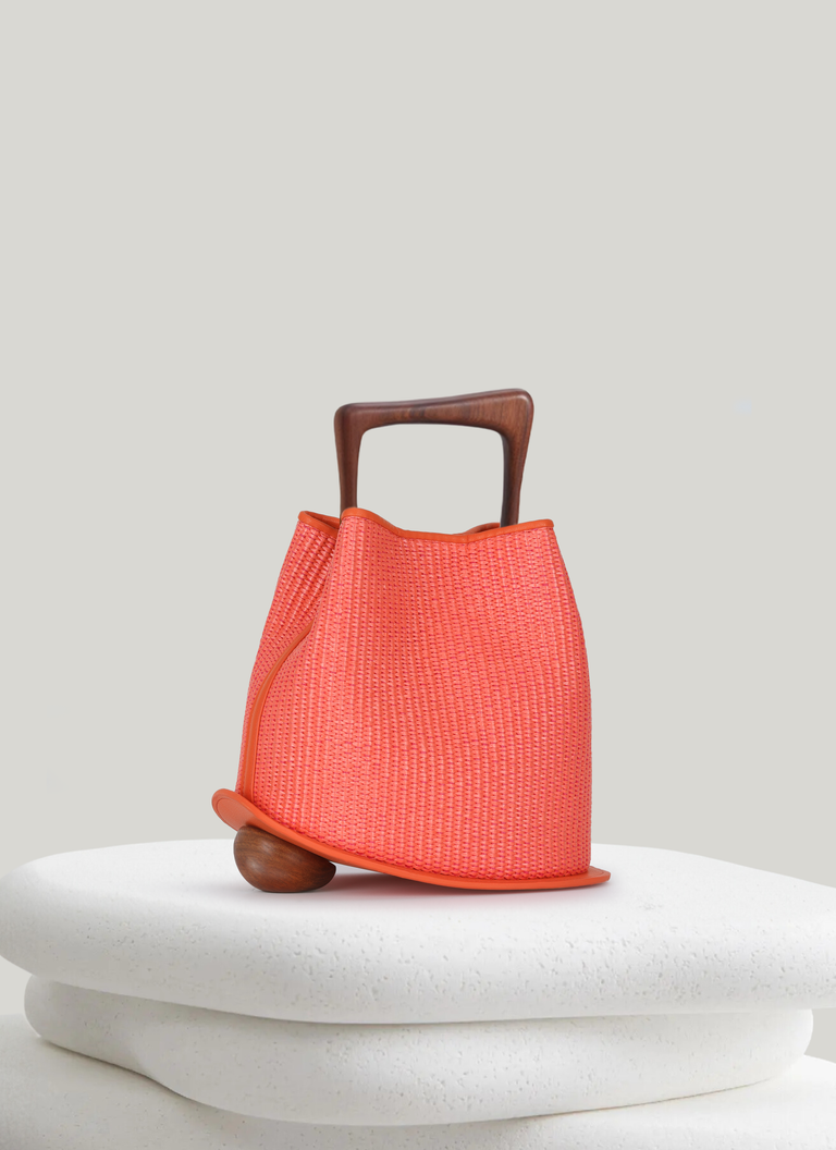 Ozzy Raffia Bag - Coral