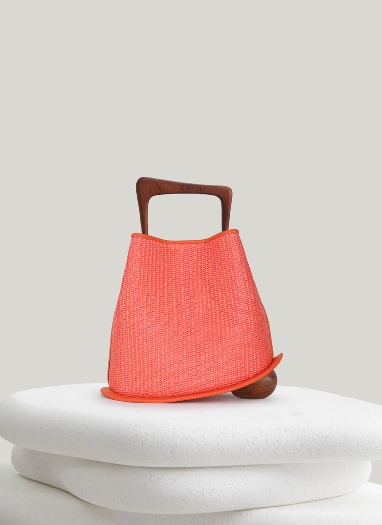 Ozzy Raffia Bag - Coral
