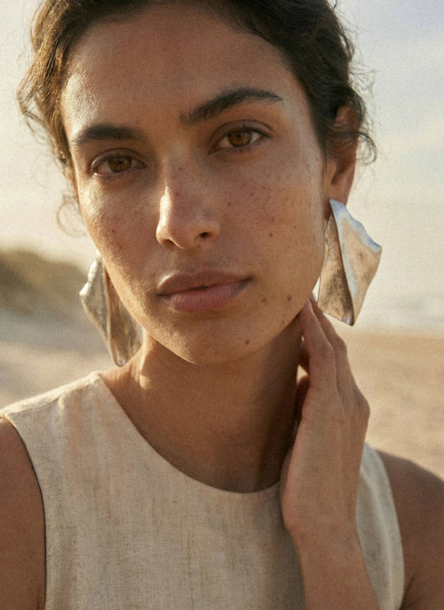Leaf Earrings - Silver