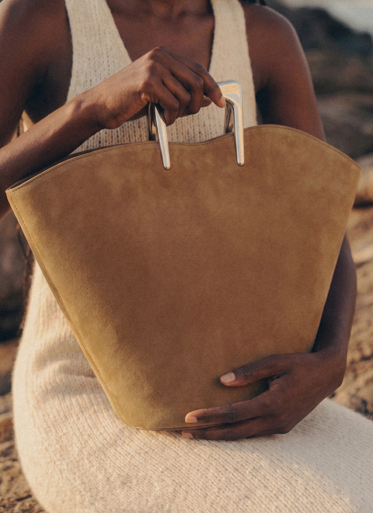 Calla Tote Suede Bag - Camel