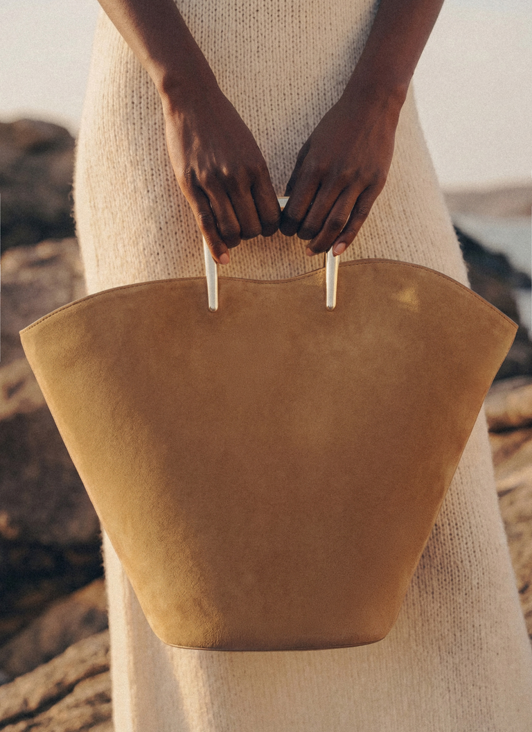 Calla Tote Suede Bag - Camel