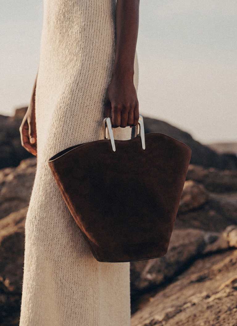 Calla Tote Suede Bag - Brown