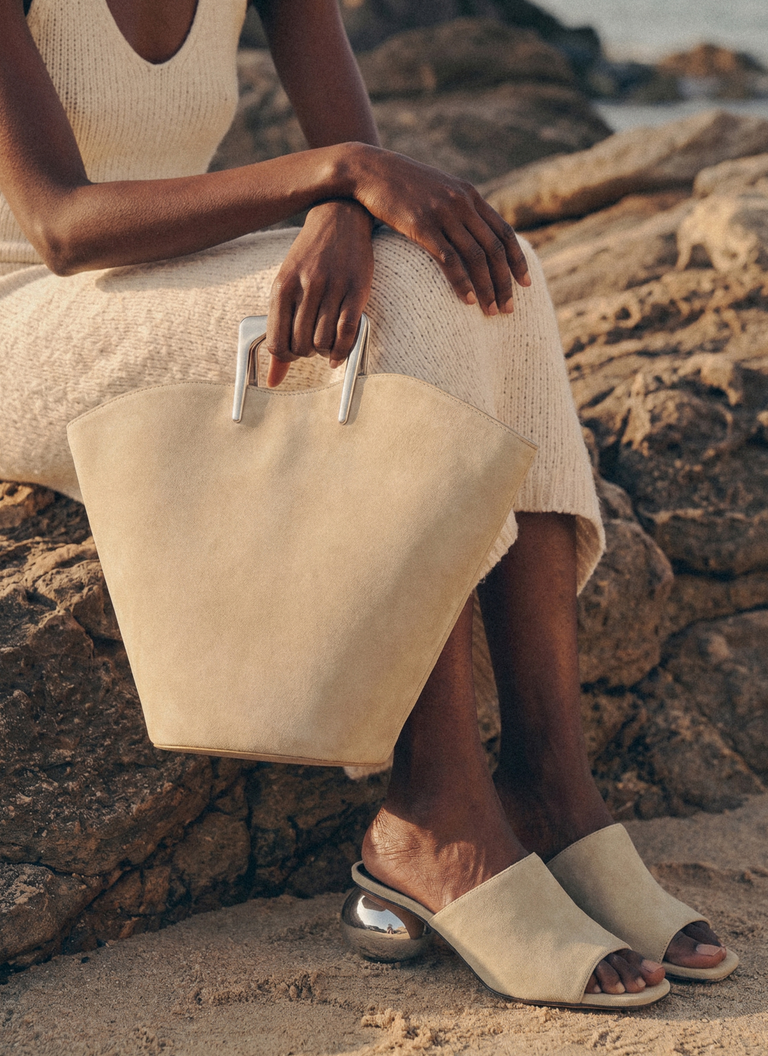 Calla Tote Suede Bag - Sand