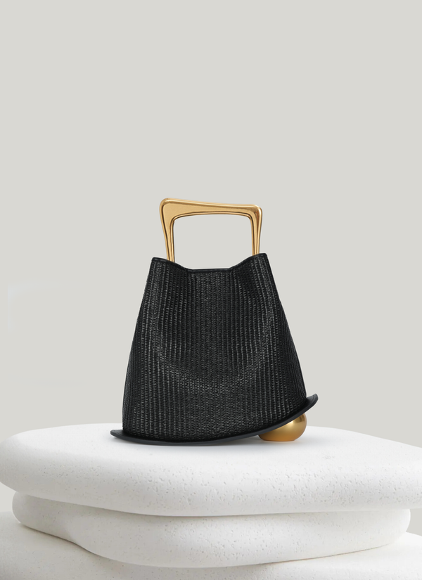 Ozzy Raffia Bag - Black
