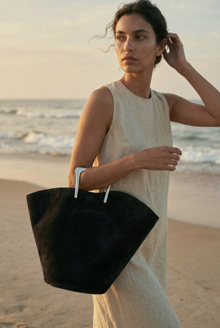 Calla Tote Suede Bag - Black