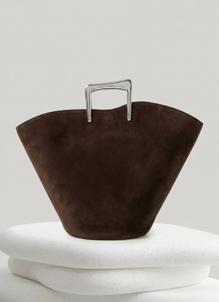 Calla Tote Suede Bag - Brown