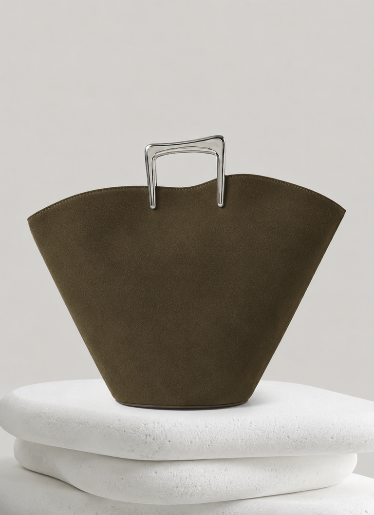 Calla Tote Suede Bag - Khaki