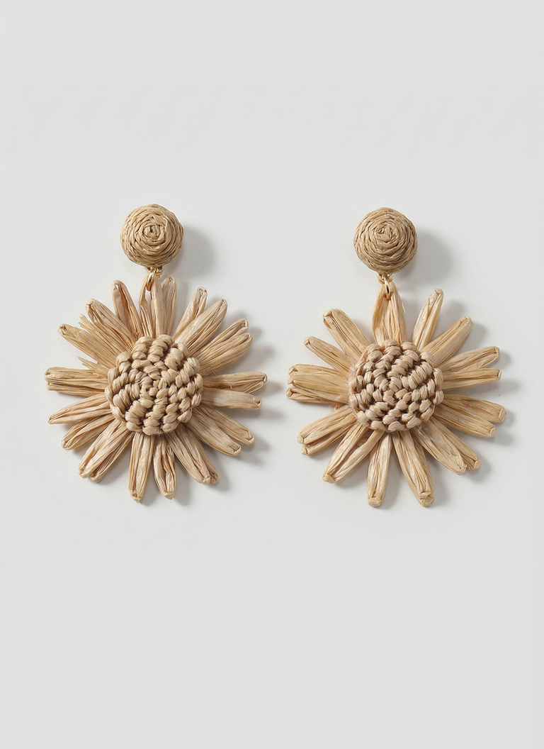 Daisy Earrings - Raffia